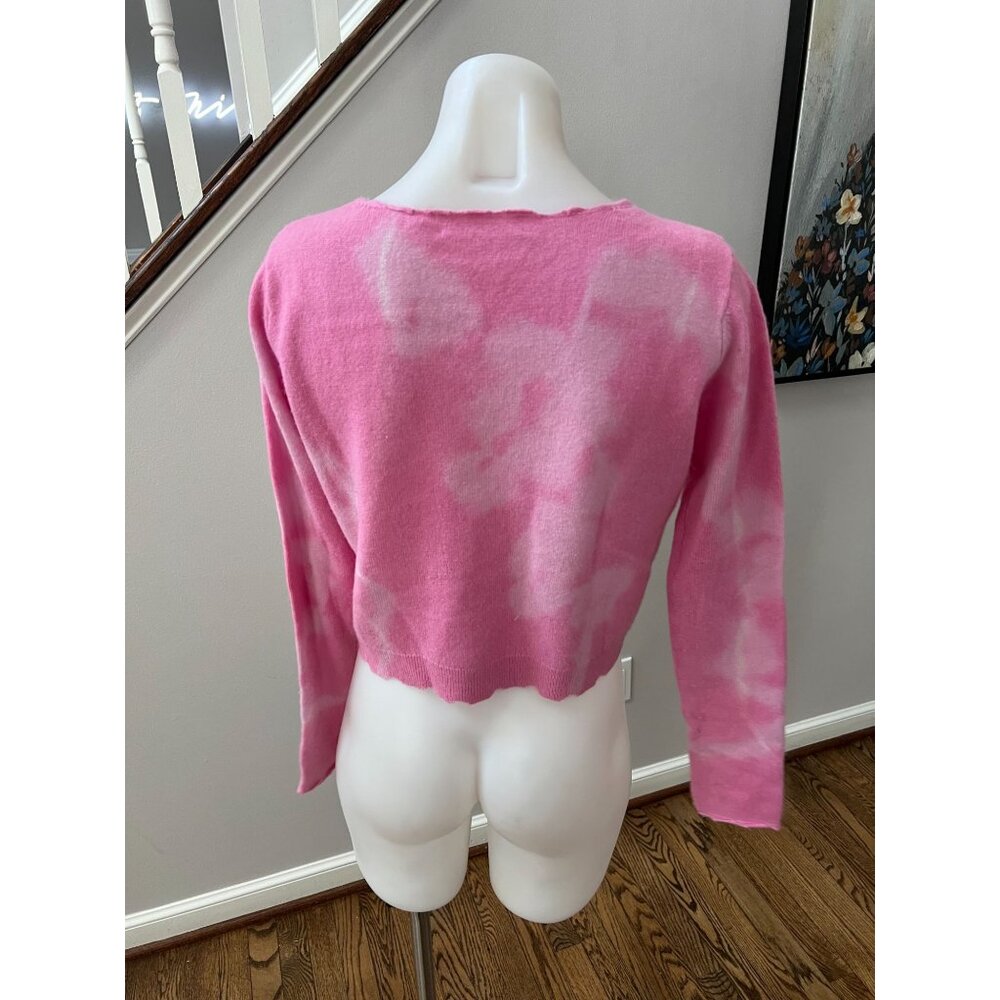 LoveShackFancy Shane Tie Dye Wool Cashmere Cropped Sweater Pink Size XS - Picture 6 of 7